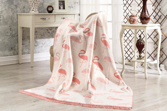 Antdecor Cotton Tv Blanket Flamingo