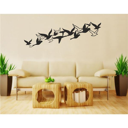 Antdecor Metal Birds Art, Birds Flock Wall Art 75x16 cm